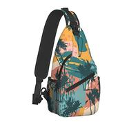 Bolso Bandolera de Palmera de Coco Tropical Abstracto para Mujeres y Hombres, Bolsos de Hombro Cruzados Mochila Informal con Bandolera Bolso de Pecho Viaje Senderismo Mochila para Exteriores