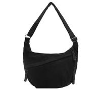Bolso bandolera de pana con media luna para mujer, con correa ajustable, con múltiples bolsillos, casual, para uso diario, viajes y trabajo, Black, 400.00x300.00x30.00mm/15.75x11.81x1.18inch