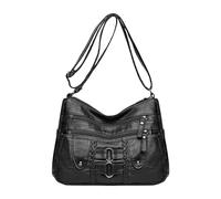 Bolso bandolera de para mujer, bolso de hombro de piel sintética a la moda, mochila grande para mujer, múltiples bolsillos para trabajo, negocios, viajes, Negro, Refer to description