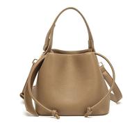 Bolso bandolera de piel auténtica con textura cubo, versátil, for uso diario, elegante y un solo hombro(Khaki)