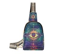 Bolso bandolera de piel con diseño de cartas de tarot misteriosas de neón para senderismo, Cartas de tarot misteriosas de neón de ojo, 1 size