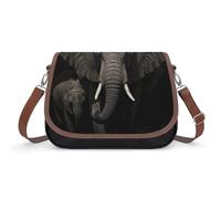 Bolso bandolera de piel con diseño de elefante negro para mujer, correa de hombro extraíble ajustable, bolsas manos libres