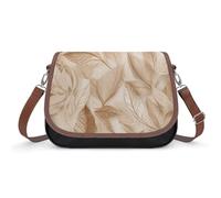 Bolso bandolera de piel con diseño de hojas beige en tela para mujer, correa de hombro extraíble ajustable, bolsas manos libres