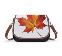 Bolso bandolera de piel con diseño de hojas de otoño para mujer, correa de hombro extraíble ajustable, bolsas manos libres