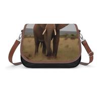 Bolso bandolera de piel con elefante de animales africanos para mujer, bandolera ajustable y extraíble, bolsas manos libres
