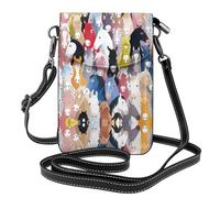 Bolso bandolera de piel con estampado de caballos de dibujos animados coloridos para mujer, mini bolso cruzado multifuncional para tarjetas y cartera