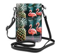 Bolso bandolera de piel con estampado de piña y flamenco para teléfono celular, ajustable, para mujer