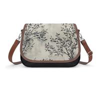 Bolso bandolera de piel con hojas blancas y negras para mujer, bandolera ajustable y extraíble, bolsas manos libres