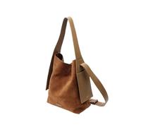 Bolso bandolera de piel de gamuza, casual, con un solo hombro, para mujer, bolsa de compras de mensajero, regalo para niñas, Marrón-s, 23.0*12.0*31.0