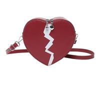 Bolso bandolera de piel sintética con forma de corazón, bolso cruzado de moda para ir de compras, para el trabajo y los viajes, de piel sintética, Red, One Size