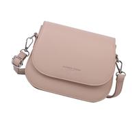 Bolso bandolera de piel sintética de color sólido para mujer, para teléfono, cosméticos, con solapa, con patrón de letras, Khaki, One Size