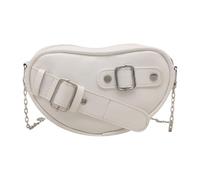 Bolso bandolera de piel sintética para mujer, estilo coreano, bolso de mano con forma de corazón para viajes diarios, mensajero en forma de corazón para mujer, bandolera elegante, White, One Size