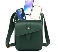 Bolso bandolera de piel vintage de 6,3 pulgadas, elegante y informal, para viajes diarios, aventuras al aire libre, viajes urbanos, fundamentos de oficina, monedero pequeño con ajustable, verde, ver
