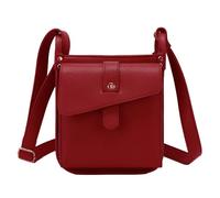 Bolso bandolera de piel vintage de 6,3 pulgadas, elegante y informal, para viajes diarios, aventuras al aire libre, viajes urbanos, fundamentos de oficina, monedero pequeño con ajustable, rojo, ver