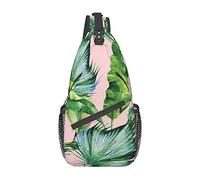 Bolso Bandolera de Planta Tropical Verde con Hojas de plátano Frescas, Mochila de Hombro, Paquete de Pecho, Mochila Cruzada Informal para Mujeres y Hombres, Viajes de Senderismo