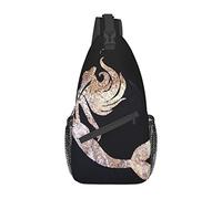 Bolso Bandolera de Planta Tropical Verde Sirena Negra, Mochila de Hombro, Paquete de Pecho, Mochila Cruzada Informal para Mujeres, Hombres, Viajes de Senderismo