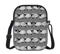 Bolso bandolera de poliéster con cremallera, color gris, unisex, con estampado de animales de granja y ovejas infantiles.