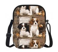 Bolso bandolera de poliéster con estampado de cachorros pequeños de Cavalier King Charles Spaniel, bolso cruzado con cremallera para mujer.