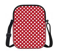 Bolso bandolera de poliéster con lunares blancos sobre fondo rojo, bolso cruzado con cremallera - Bolso para mujer