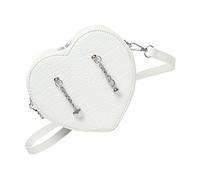 Bolso bandolera de poliuretano con diseño de corazón con borlas de cadena, decoración de hombro, bolso de mano para mujer a la moda, White, Talla única