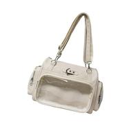 Bolso bandolera de poliuretano con múltiples bolsillos, estilo escolar japonés, mochila de moda para estudiantes, escuela japonesa, bolsa cruzada de anime, White, One Size