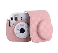 Bolso bandolera de poliuretano de estilo retro para Fujifilm para cámaras MINI 8, 9, 11, 12 con forro suave protector y práctico bolsillo trasero (blanco)