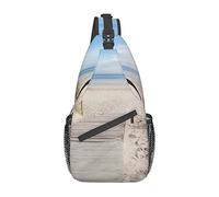 Bolso Bandolera de tulipán Rojo con Paisaje de Playa, Mochila de Hombro, Paquete de Pecho, Mochila Cruzada Informal para Hombres y Mujeres, Viajes de Senderismo