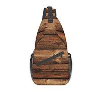 Bolso Bandolera de tulipán Rojo de Madera marrón, Mochila de Hombro, Paquete de Pecho, Mochila Cruzada Informal para Hombres y Mujeres, Viajes de Senderismo