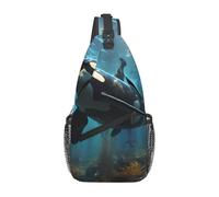 Bolso bandolera de un solo hombro para hombre. Bolso bandolera con estampado de orcas gigantes y correa de hombro reforzada, ideal para salidas diarias.