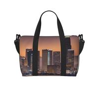 Bolso bandolera de viaje con cremallera y estampado de Los Angeles Skyline para viajes de fin de semana y compras al gimnasio, Black, Talla única, Bolsa de viaje