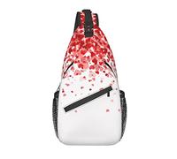 Bolso Bandolera Día de San Valentín Corazón Rojo Romance Senderismo Mochila Crossbody Hombro Mochila de Viaje Paquete de Pecho para Hombres Mujeres
