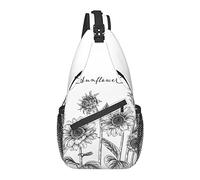 Bolso Bandolera Dibujado a Mano Girasol Verano Campo Floral Senderismo Mochila Bandolera Hombro Mochila de Viaje Paquete de Pecho para Hombres y Mujeres