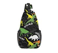 Bolso Bandolera Dinosaurio Dibujado a Mano Negro Verde Moda Senderismo Mochila Bandolera Hombro Mochila Viaje Pecho Paquete para Hombres Mujeres