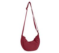 Bolso bandolera en forma de media luna, pequeño, estilo hobo, para mujer y hombre a la moda, para viaje, Rojo vino, S