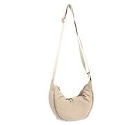 Bolso bandolera en forma de media luna, pequeño, estilo hobo, para mujer y hombre a la moda, para viaje, Beige, S