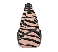 Bolso Bandolera Estampado de Cebra Animal Africano Rayas Rosa Senderismo Mochila Bandolera Hombro Mochila de Viaje Paquete de Pecho para Hombres y Mujeres