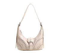 Bolso bandolera estilo coreano con diseño de bolas de masa hervida para mujer, estilo coreano, con tachuelas, estilo coreano, con tachuelas, beige, One Size