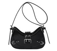 Bolso bandolera estilo gótico para mujer, correa ajustable y hebilla, bolso de hombro Y2K, bolso de hombro único, color sólido, gran capacidad para fiestas y vacaciones (negro)
