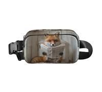 Bolso bandolera estilo vintage con diseño de perros Shih Tzu de dibujos animados para bañera, para mujeres y hombres, mini bolsa cruzada para viajes, Chic Fox - Periódico de lectura retro para inodoro