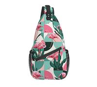 Bolso Bandolera Flamenco Hoja de Palma geométrica Senderismo Mochila Bandolera Hombro Mochila Viaje Pecho Paquete para Hombres Mujeres