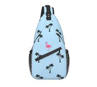 Bolso Bandolera Flamingo Beach Palm Coco Azul Senderismo Mochila Crossbody Hombro Mochila Viaje Cofre Pack para Hombres Mujeres