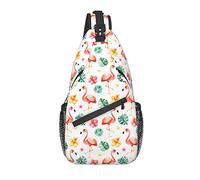 Bolso Bandolera Flamingo Tropical Palm Leaf Flower Senderismo Mochila Crossbody Hombro Mochila Travel Chest Pack para Hombres Mujeres