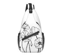 Bolso Bandolera Flor de Amapola Dibujado a Mano Floral Senderismo Mochila Crossbody Hombro Mochila de Viaje Paquete de Pecho para Hombres y Mujeres