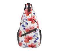 Bolso Bandolera Flor de Amapola roja Primavera Senderismo Mochila de Hombro Crossbody Mochila de Viaje Paquete de Pecho para Hombres Mujeres
