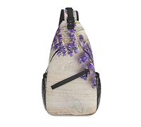 Bolso Bandolera Flor de Lavanda en Madera Senderismo Mochila de Hombro Crossbody Mochila de Viaje Paquete de Pecho para Hombres y Mujeres