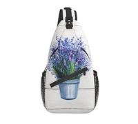 Bolso Bandolera Flor de Lavanda Maceta rústica Mochila de Senderismo Floral Mochila de Hombro Cruzada Mochila de Viaje para Hombres y Mujeres