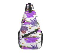Bolso Bandolera Flor de Lavanda púrpura Abeja rústica Senderismo Mochila Bandolera Hombro Mochila de Viaje Paquete de Pecho para Hombres y Mujeres