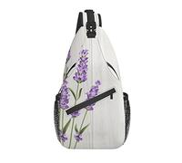 Bolso Bandolera Flor de Lavanda Tablero de Madera Senderismo Mochila de Hombro Crossbody Mochila de Viaje Paquete de Pecho para Hombres Mujeres