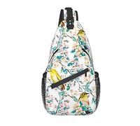 Bolso Bandolera Flor de Primavera Flor de Cerezo pájaro Senderismo Mochila Bandolera Hombro Mochila de Viaje Paquete de Pecho para Hombres y Mujeres