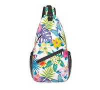 Bolso Bandolera Flor Tropical Mariposa Colorida Senderismo Mochila Crossbody Hombro Mochila Viaje Cofre Paquete para Hombres Mujeres